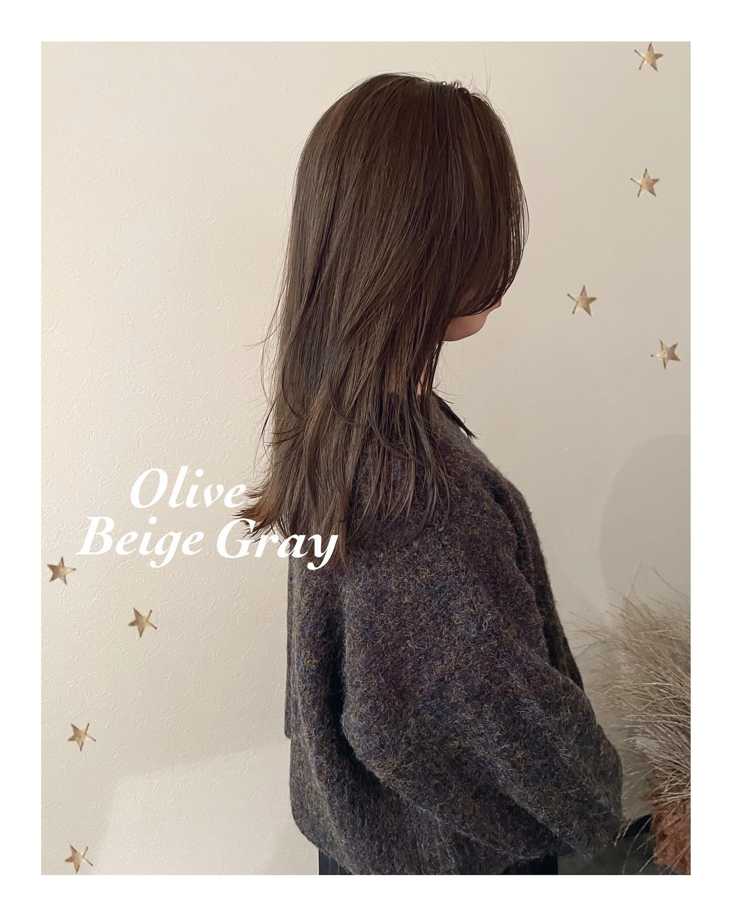 1ブリーチからのオリーブグレージュ（ボブ・ミディアム・ロング・カラー・ヘアアレンジ）