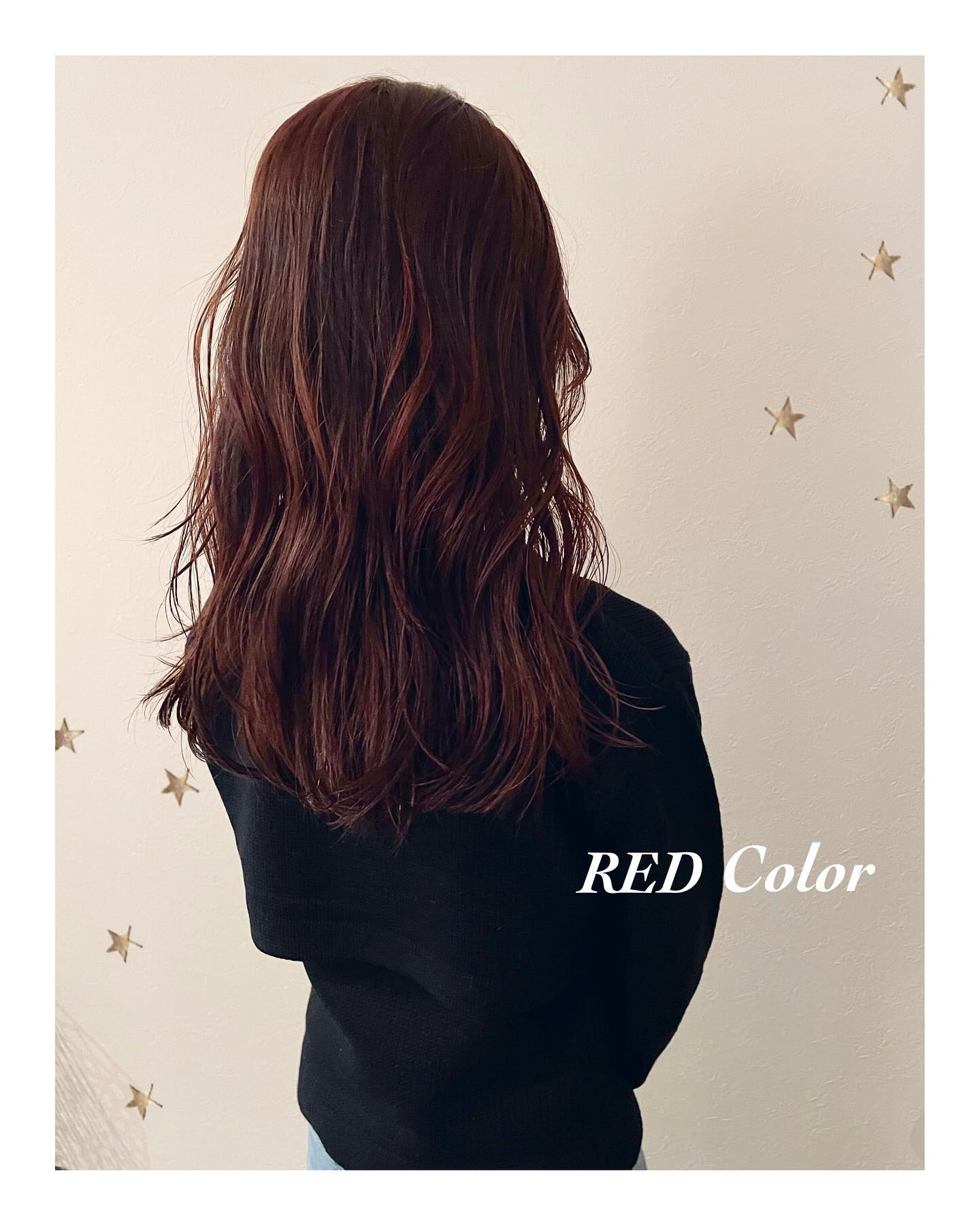 赤毛暗めの濃い赤はブリーチなしでも可愛いです（ボブ・ミディアム・ロング・カラー・ヘアアレンジ）