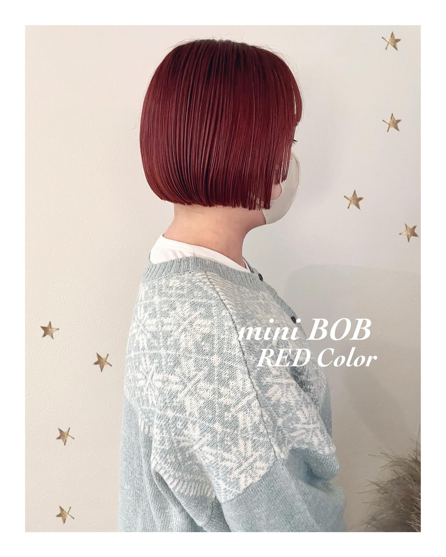 赤色なmini BOB（ボブ・ミディアム・ロング・カラー・ヘアアレンジ）