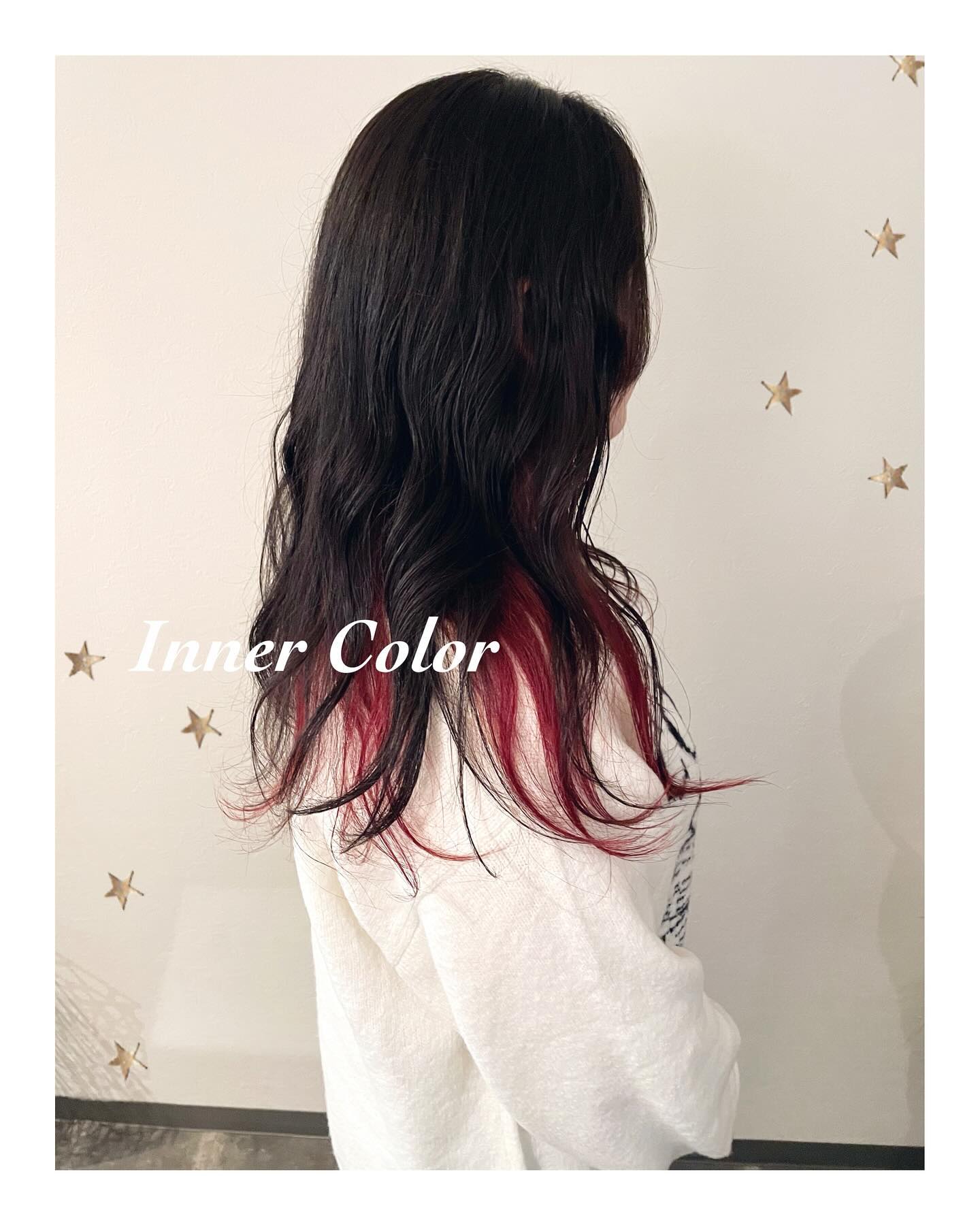 インナーRED（ボブ・ミディアム・ロング・カラー・ヘアアレンジ）