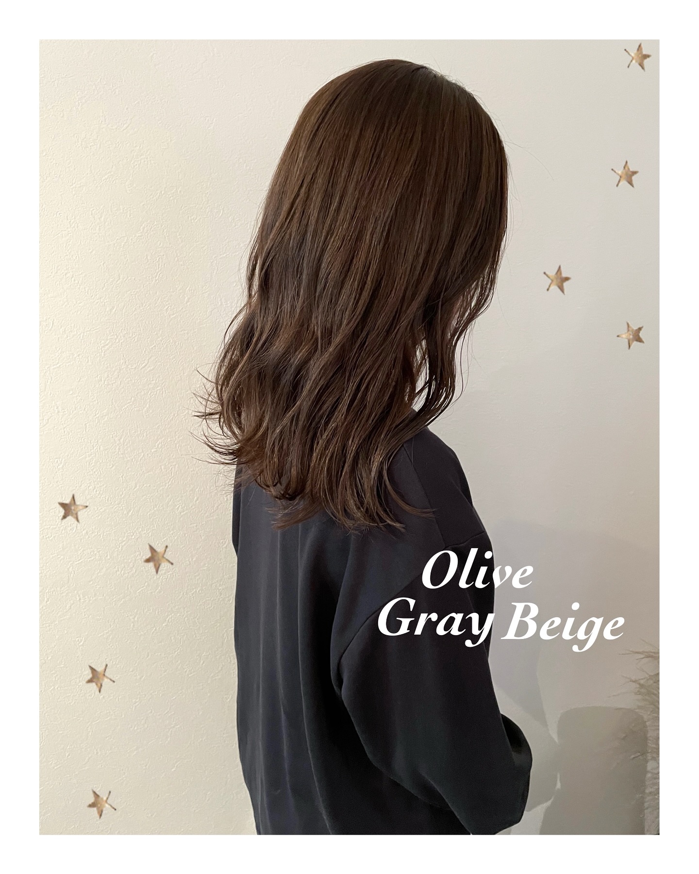 オリーブグレージュ（ボブ・ミディアム・ロング・カラー・ヘアアレンジ）
