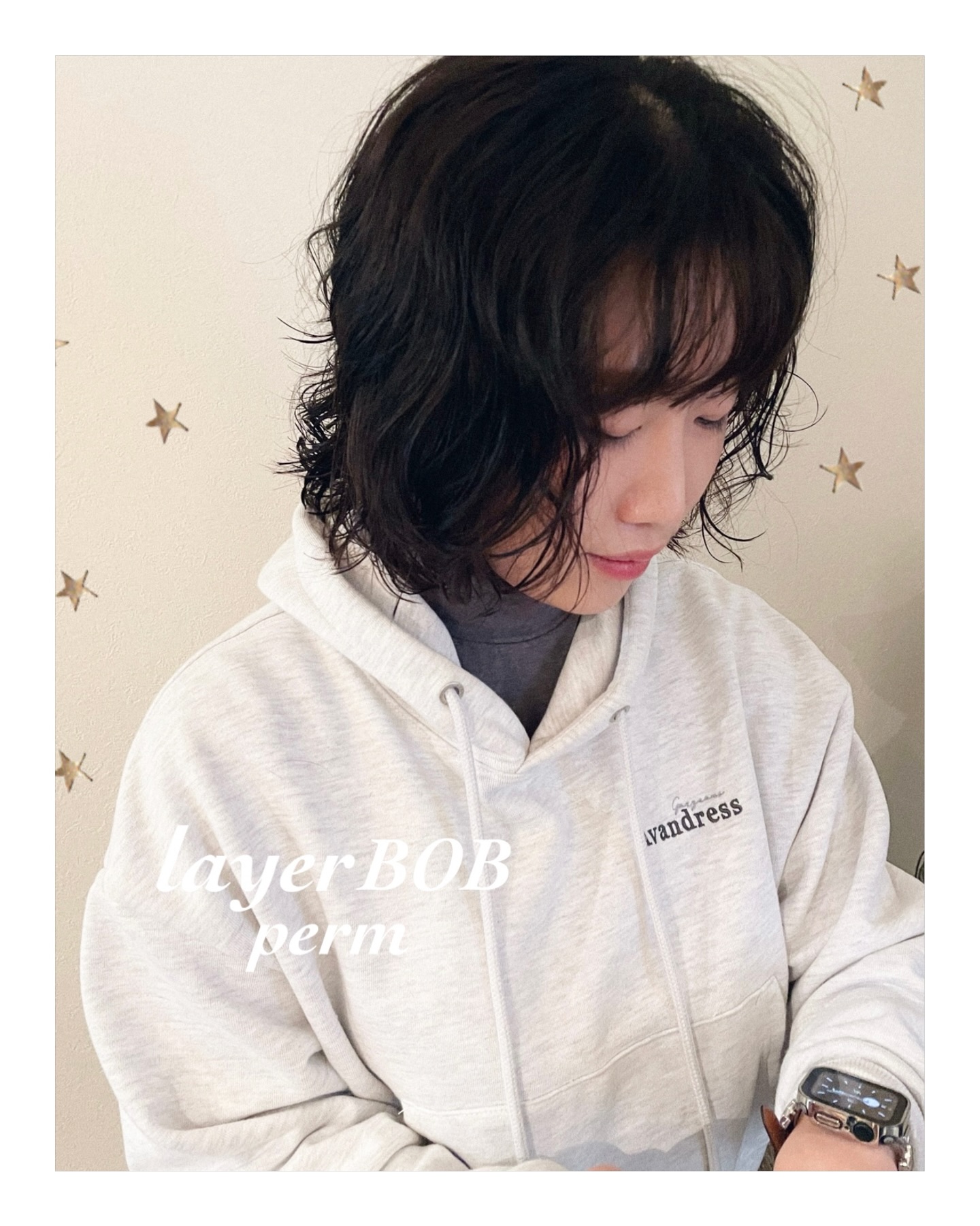 レイヤーボブのパーマ（ボブ・ミディアム・ロング・パーマ・ヘアアレンジ）