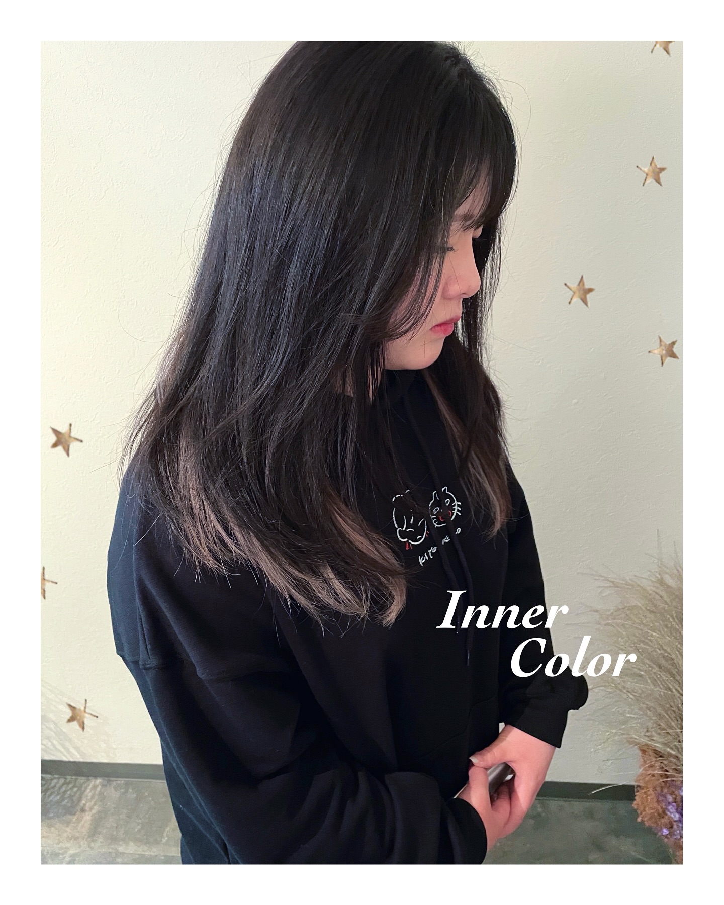 表面は地毛でインナーだけブリーチ（ボブ・ミディアム・ロング・カラー・ヘアアレンジ）