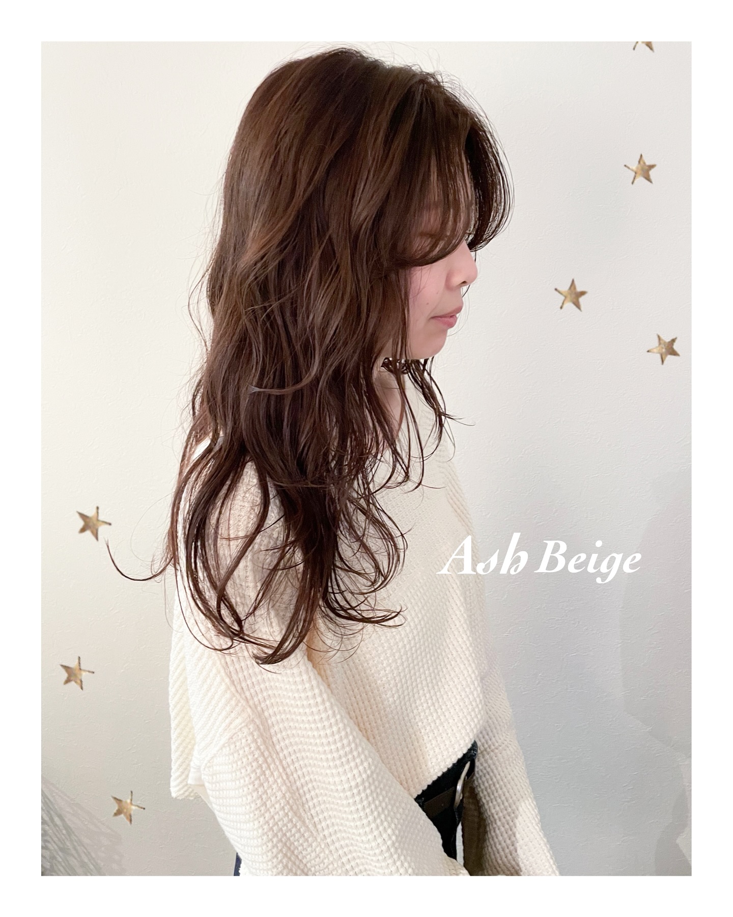 明るめアッシュベージュ（ボブ・ミディアム・ロング・パーマ・カラー・ヘアアレンジ）