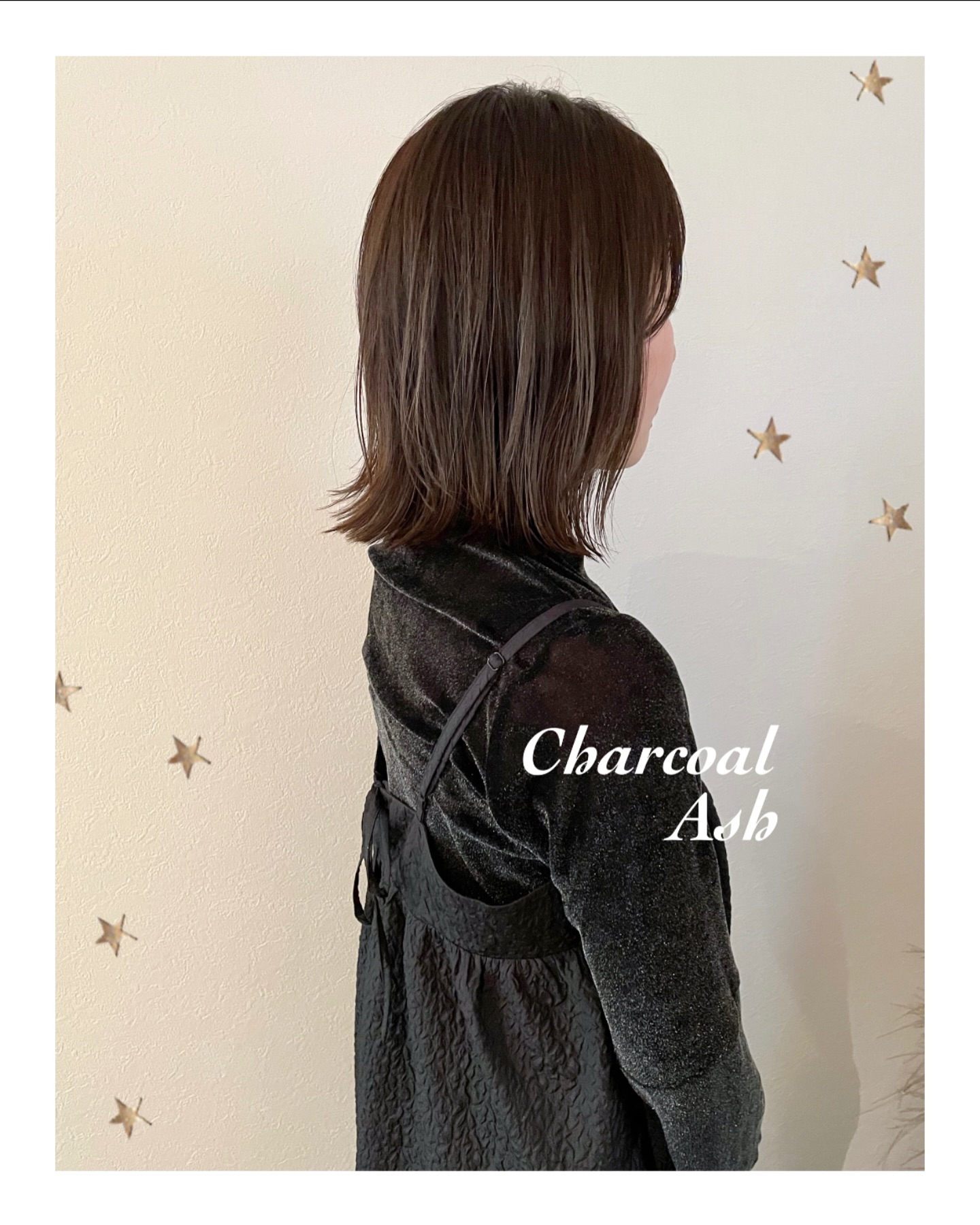 チャコールアッシュのくすみカラー（ボブ・ミディアム・ロング・カラー・ヘアアレンジ）