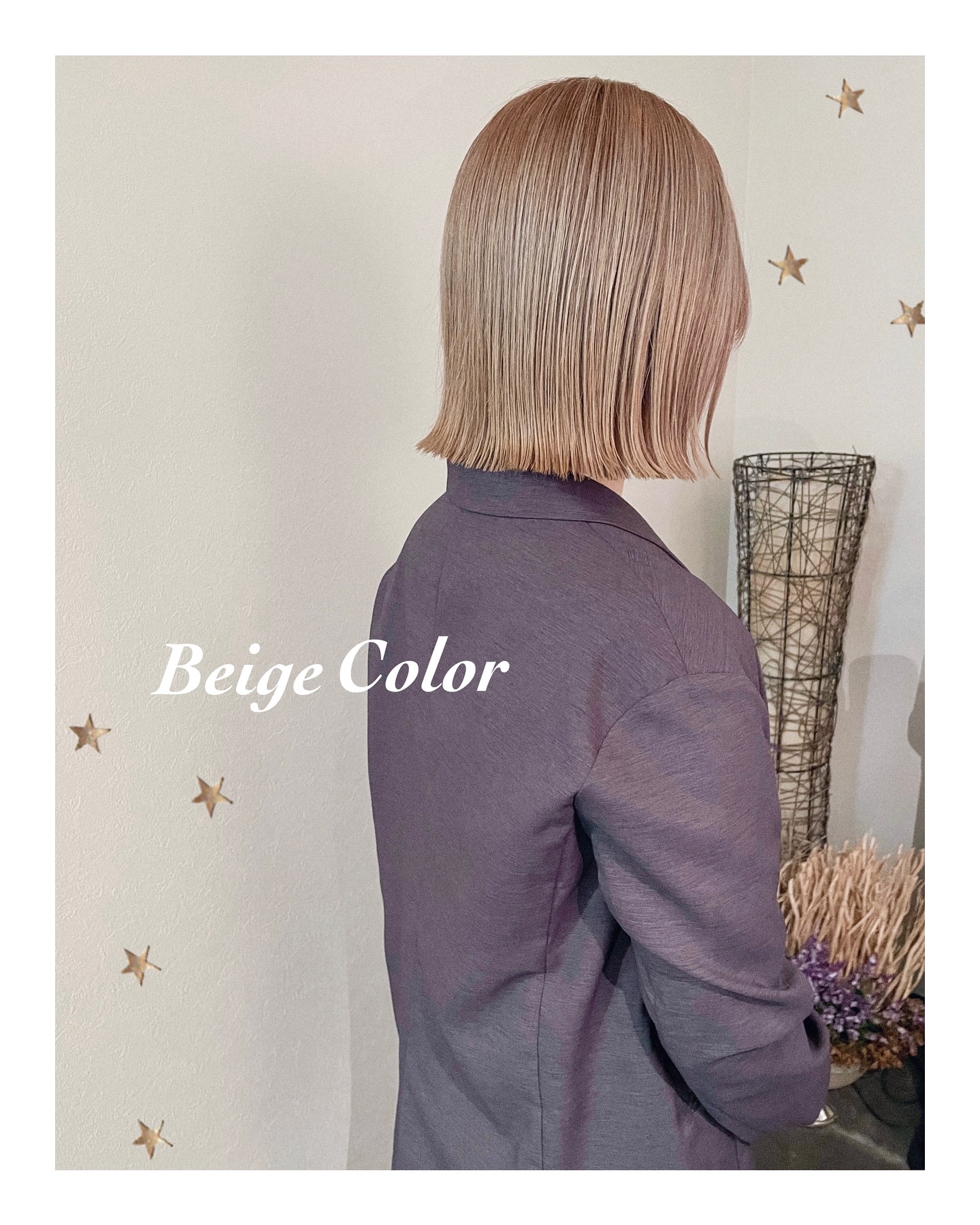 明るめベージュ（ボブ・ミディアム・ロング・カラー・ヘアアレンジ）