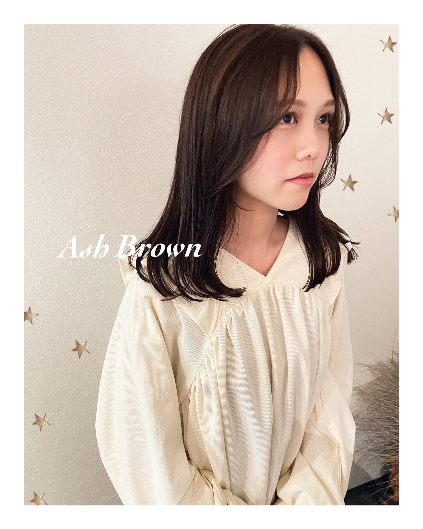 ブラウンカラー×鎖骨下ワンカール（ボブ・ミディアム・ロング・カラー・ヘアアレンジ）