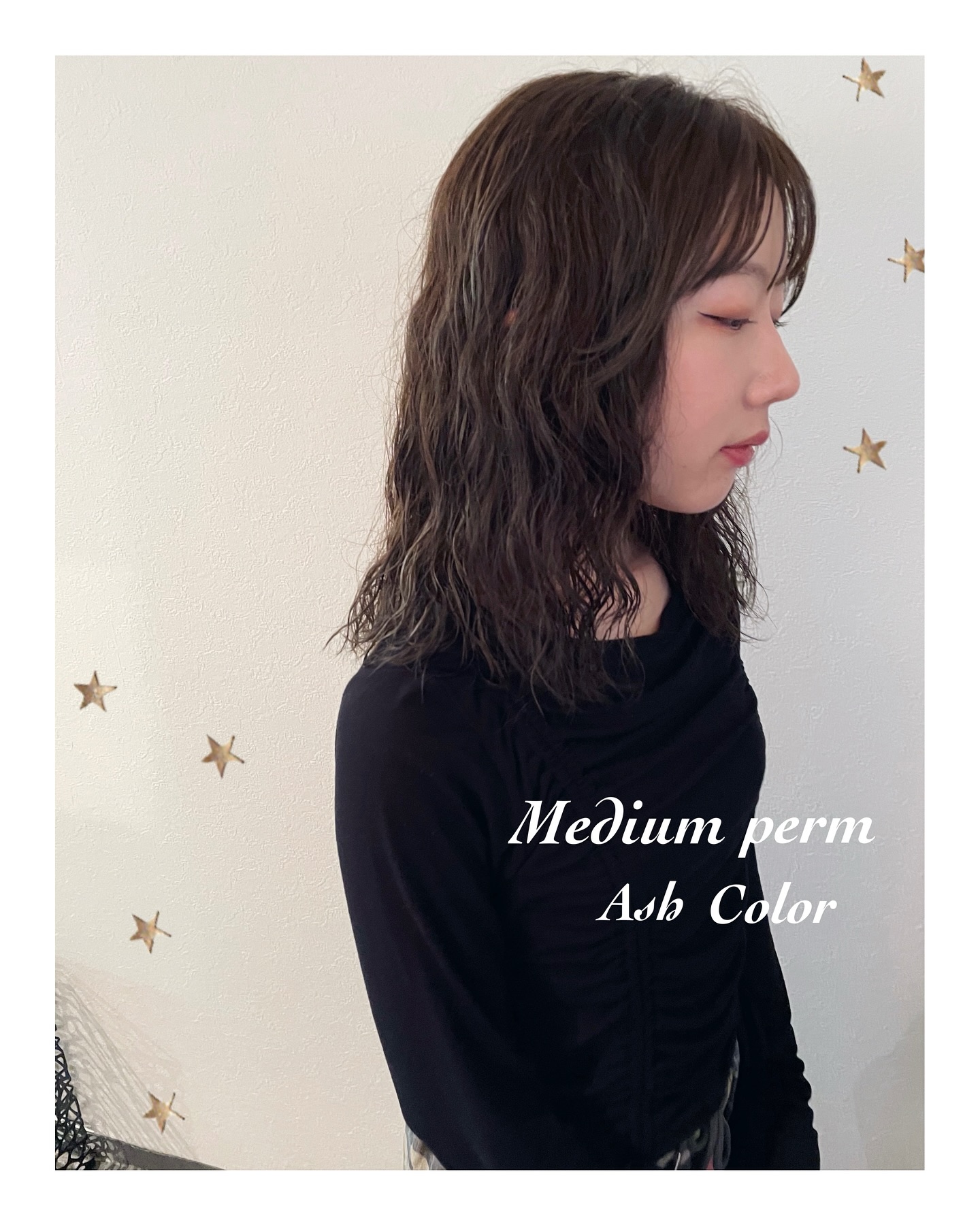 ミディアムくしゃくしゃパーマ（ボブ・ミディアム・ロング・パーマ・カラー・ヘアアレンジ）