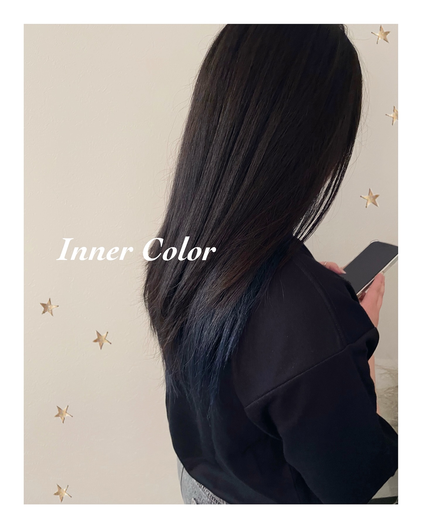 インナーに暗めのネイビー（ボブ・カラー・ヘアアレンジ）