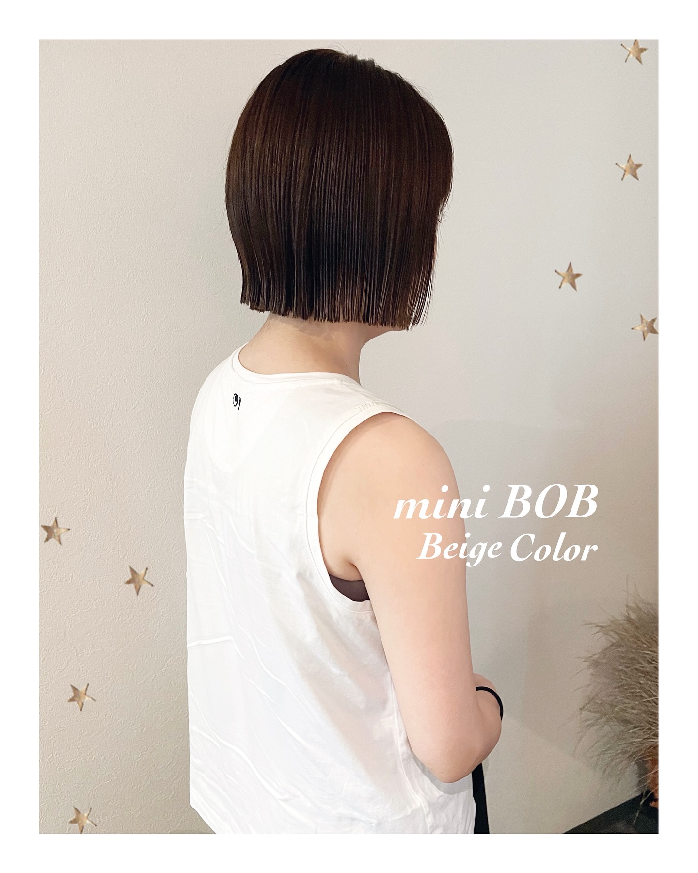 襟足少し刈り上げて短めminiBOB（ボブ・ミディアム・ロング・ヘアアレンジ）