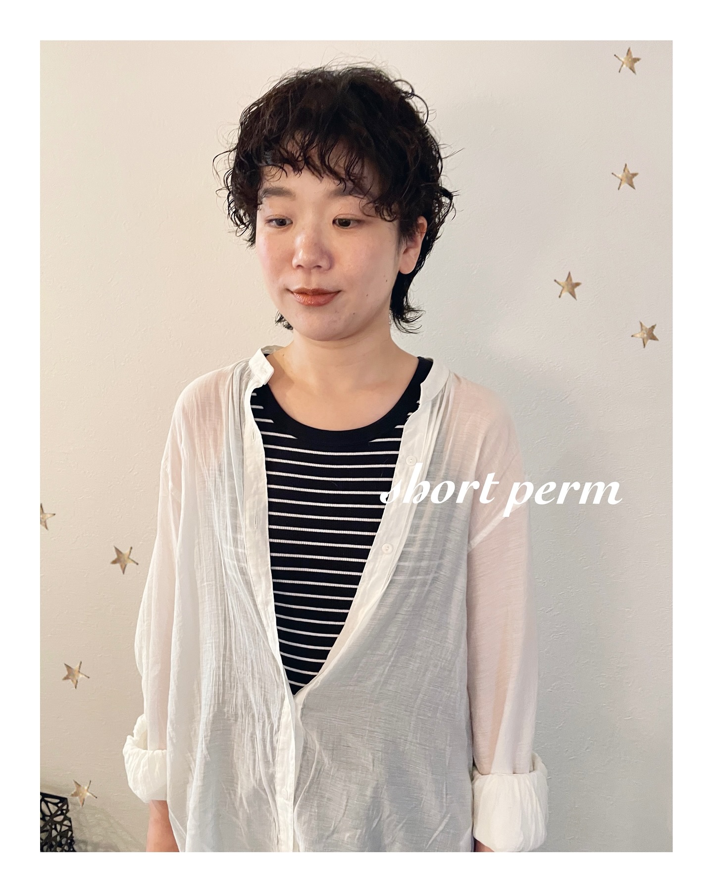 襟足残したショートパーマ（ボブ・ミディアム・ロング・パーマ・ヘアアレンジ）