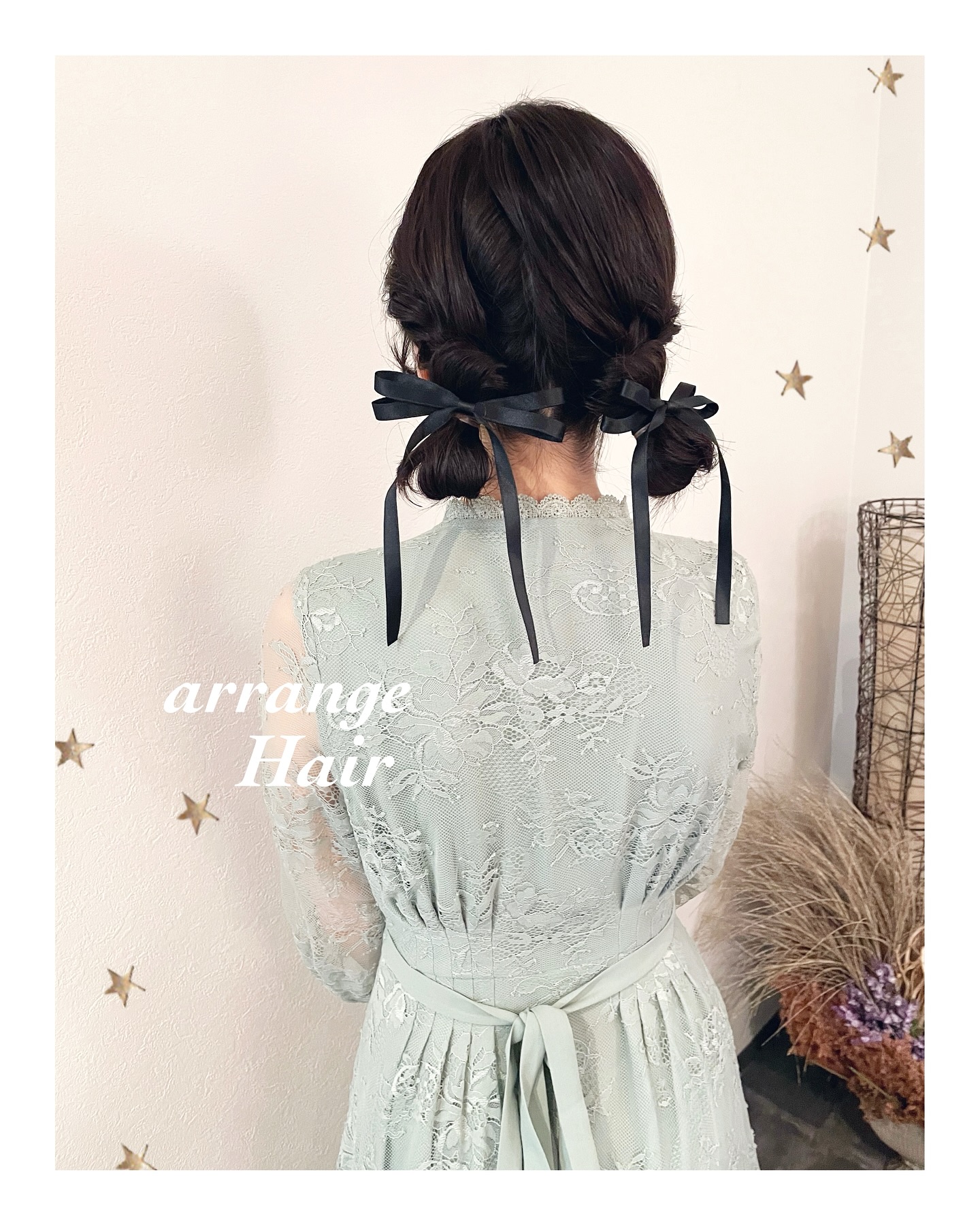 ツインシニヨン（ボブ・ミディアム・ロング・ヘアアレンジ）