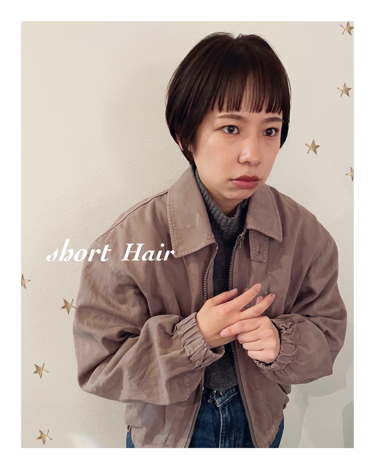 ショートヘアにオン眉（ボブ）