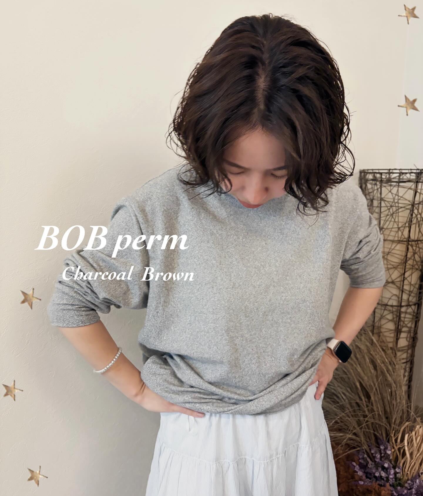 前髪なしBOB×パーマスタイル